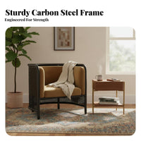 Wooden Frame Woven Chair Retro Aesthetic Accent Seating Centuryera Modern Design Sturdy Construction for Homeowners