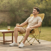 Foldable High Back Camping Chair Portable Moon Chair Comfortable Furniture Compact for Campers, Anglers, Picnics, Fishing, Backyard