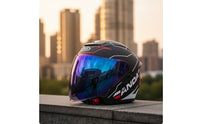 Aerodynamic Half Helmet with Sun Visor | Vented, Half Helmet with Quick Release Buckle, for Street Commuting
