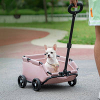 Foldable Pet Stroller Breathable Mesh Lightweight Pet Carrier Safety Rope