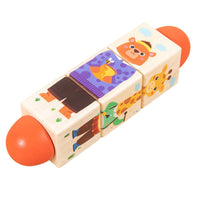 Rotating Block Puzzle Compact Wooden Turning Puzzle Educational Toy for Young Children, Kids, Tabletop, Classroom