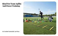 Portable with Carry Bag Soccer Footwork Training Equipment Multi-Functional Soccer Training Equipment Kit Lightweight Agility Ladder and Cone Set Sturdy Material for Athletes, Coaches, Kids, Outdoor, Sports Field, Gym