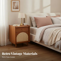 Narrow Rattan Bedside Cabinet Vintage design Narrow Rattan Nightstand for Hallway
