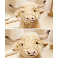 Highland Cow Stuffed Animal with Long Horns Shaggy Highland Cow Stuffed Animal Doll Soft Realistic for Children, Bookshelf