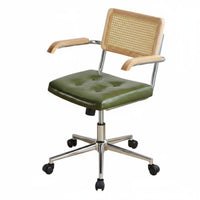 Rattan Back Swivel Chair Wear-Resistant Rattan Back Rolling Chair Easy to Clean