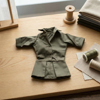Tailored 1/6 Scale Doll Outfit Single-Piece Green Doll Suit Pointed Collar Mini Attire Flared Hem