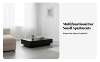 Square Plinth Minimalist Design Coffee Table Nordic Design With Storage for Homeowners, Families, Studio, Lounge Area