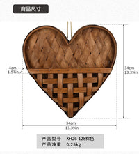 心形室内木质挂篮壁挂装饰插花装田园风置物篮民宿背景墙面挂饰
