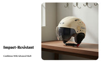 Motorcycle Half Helmet Four-Season Helmet Lightweight Impact-Resistant Headwear for Women, Commuters, Summer Riding, Daily Commute