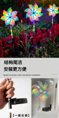 Solar-Powered LED Windmill Garden Light, Waterproof, Outdoor Decoration