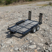 Crawler Trailer with Dual Axles Heavy-Duty RC Metal Trailer with Ramps Low-Profile for Trail Recovery