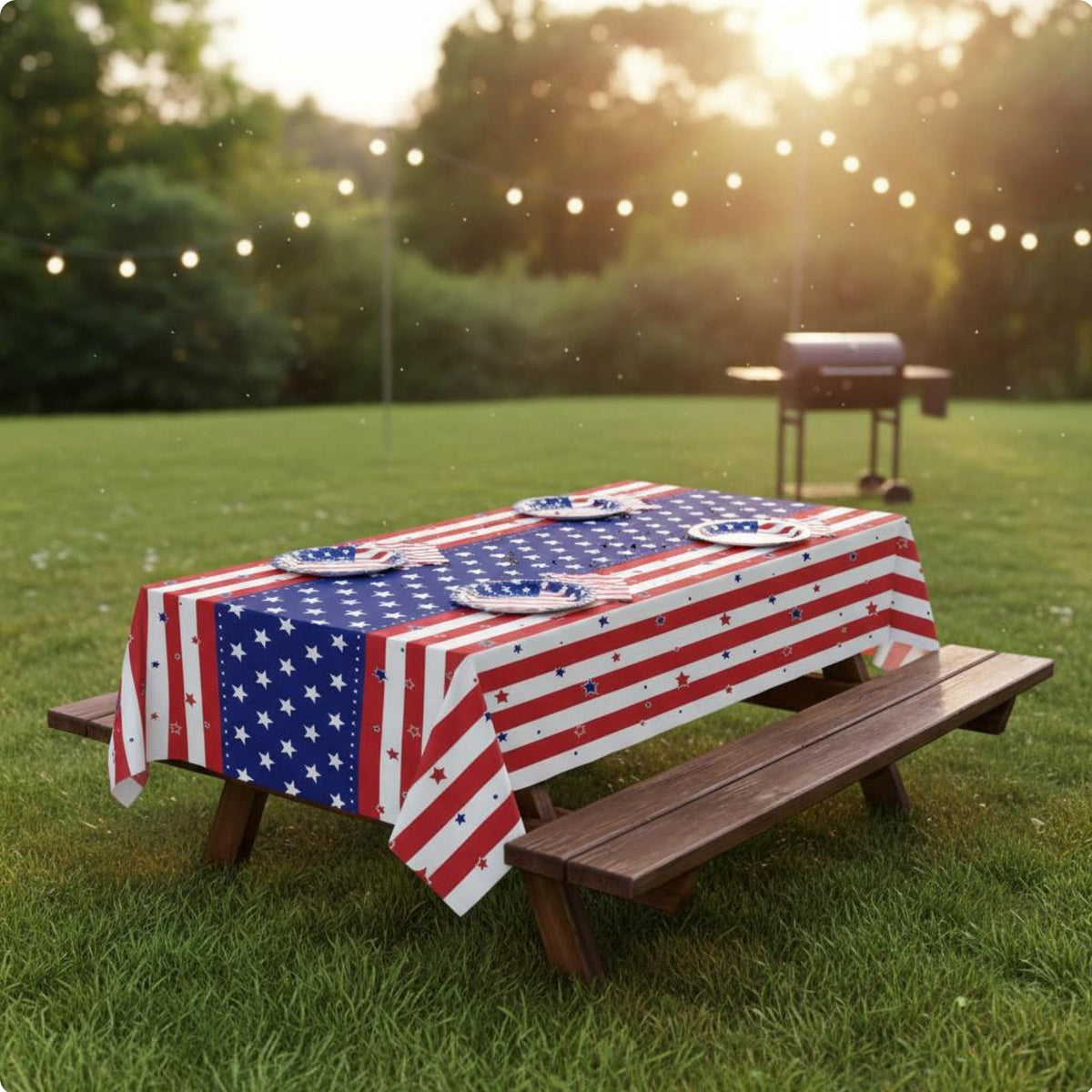 American Flag Party Set Single-Use Independence Day Tableware Kit for BBQ