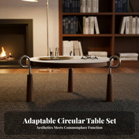 2 Pieces Nesting Circular Tables Minimalist Design Round Nesting Table Set Designer Look Child-Safe Rounded Edges