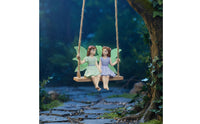 Sister Fairies on Swing Ornament Weather Resistant Hanging Fairy Swing Statue Design for Yard, Patio, Balcony