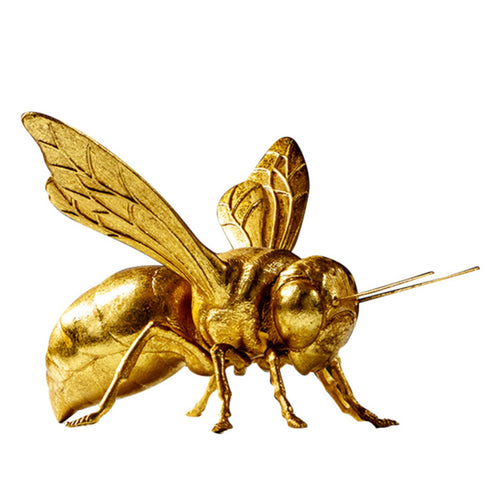Bee Figurine Gold-Colored Resin Bee Figurine Detailed Form