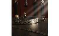 Stainless Steel Boot Spurs Hand Engraved Stainless Steel Spur German Silver Trim