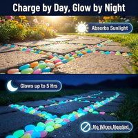 Glow-in-the-Dark Garden Pebbles for Outdoor Garden Pathways Patio Lawn
