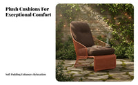 Woven Frame Single Sofa Designer Look Woven Lounge Chair Thick paddings Easy Assembly for Hotel Managers, Adults, rearyard, Deck