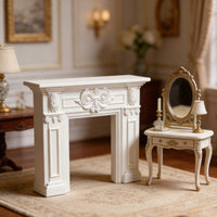 Dollhouse Fireplace Mantel Scrollwork Miniature Fireplace Mantel European Style Miniature Ornament for Scene Decoration