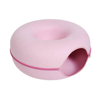Semi-Enclosed Donut Cat Cave Easy to Clean Felt Cat Bed Cozy Hideaway Washable for Apartment
