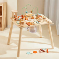 Wooden Busy Table Interactive Educational Activity Activity Table Toy Sturdy Non for Toddlers, Playroom, Nursery