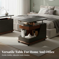 Adjustable Sofa Side Table With Wheels Rolling Side Table Multi-Functional Mobile Bedside Cabinet for Remote Workers, Homeowners, Bedroom, Home Office