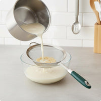 Fine-Mesh Strainer Spoon Long Handle Round Mesh Skimmer Spoon Polished Finish Cooking Utensil