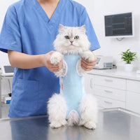 Cat Recovery Suit with Tie Straps, Round Neck Post Surgery Cat Suit for Anti Licking, Breathable Spay and Neuter Suit for After Surgery Care