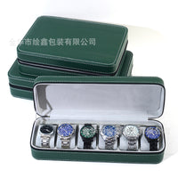 Ostrich Grain PU Leather Zippered Watch Storage Pouch (Gray/Black/Green)