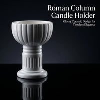Ceramic Roman Pillar Candle Holder, Glossy Green