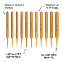Dreadlock Crochet Hook for Hair, Bamboo Handle Tools for Maintenance, Weaving for Braiding and Styling