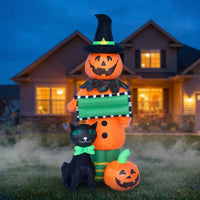 Inflatable Black Cat and Pumpkin Outdoor Inflatable Pumpkin with Cat Festive Yard Decoration Cute for Lawn, Porch