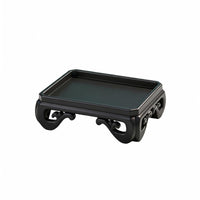 Ornamental Pedestal Tray Black Resin Decorative Tray Stand Cutout Design
