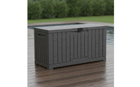 Resin Outdoor Storage Chest Rectangular Outdoor Storage Box Paneled Lockable Container for Garden