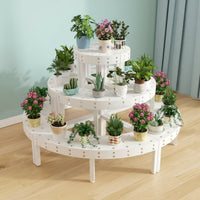 Multi-Tier Plant Shelf Space-Saving Multi-Level Quarter-Circle Rack Curved Shape