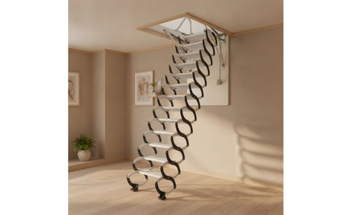Space-Saving Telescopic Loft Staircase Foldable Folding Attic Ladder Telescoping Pull-down Loft Ladder Safe for Duplex