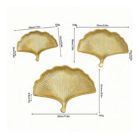 3 Pieces Ginkgo Leaf Tray Raised Border foliageShaped Tray Shallow