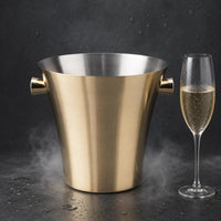 Stainless Steel Ice Bucket Brushed Silver Stainless-Steel-Chiller Bucket Portable Household Container