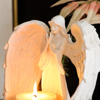 Nordic White Winged Praying Angel Aroma Candle Holder for Living Room, Dining Room, Wedding, Romantic Couple Atmosphere Decoration