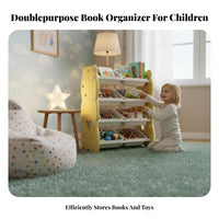 Toy and Book Shelving Unit 2-in-1 Design Multi-Bin Storage Rack Rounded Corners
