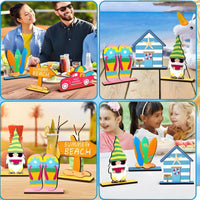 6 Pieces Beach Ornaments Coastal Table Centerpiece with Base Multicolor
