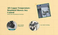 Brass thermostatic shower, rainfall head