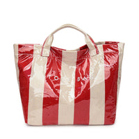 Easy to Clean Transparent Jelly Bag Lightweight Waterproof PVC Tote Bag Large Capacity Striped Handbag for Shopping, Beach, Travel, Pool