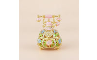 Telephone Jewelry Box Vintage-Style Telephone Trinket Box Jeweled Enamel-Like for Women, Vanity, Dresser