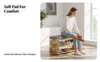 Paddinged Shoe Changing Bench Multi-Functional Padded Footwear Stool Space-Saving Design Stable and Sturdy for Entryway, Hallway