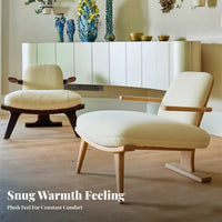Sherpa Upholstered Armchair Modern Minimalist Design Upholstered Armchair with padding firm-density Foam Seat space-saving Size