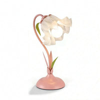 Floral Table Lamp Decorative Lamp with Flower Shade Modern for Dorm Room, Teens