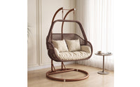 Freestanding Egg Chair with Stand Adjustable Hanging Chair with Stand Woven Furniture Outdoor for Patio