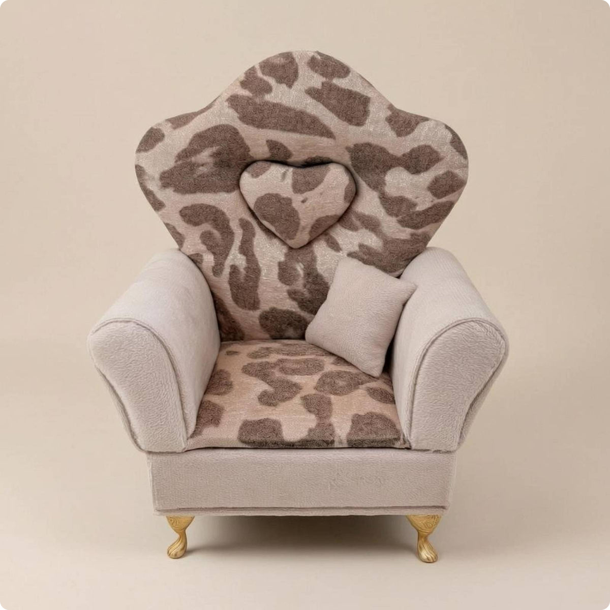 Miniature Leopard-Print Sofa Cushioned Jewelry Box Upholstered