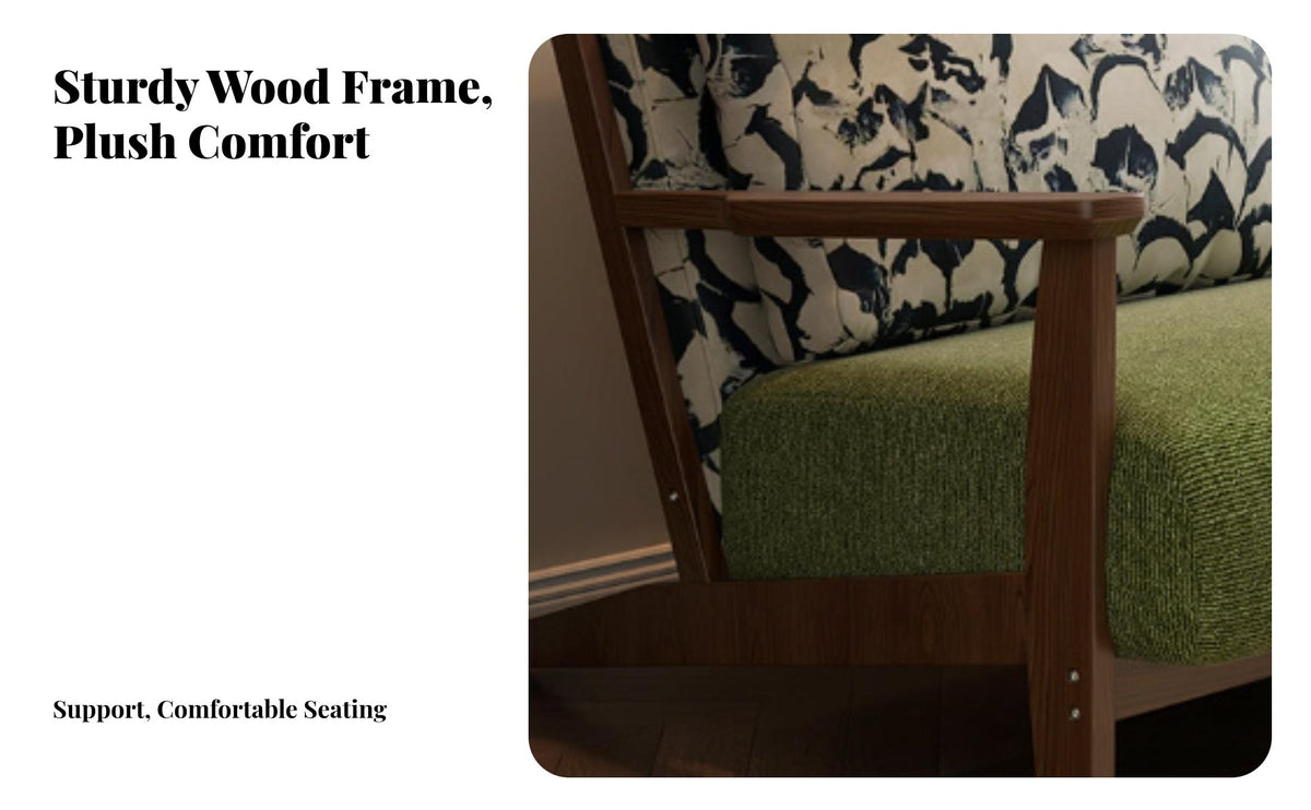Retro Design Upholstered 2-Seater Couch Compact Size Exposed Frame Settee Luxurious Cushions Loveseat High-Density Cushioning for Apartment Dwellers, Homeowners, Families